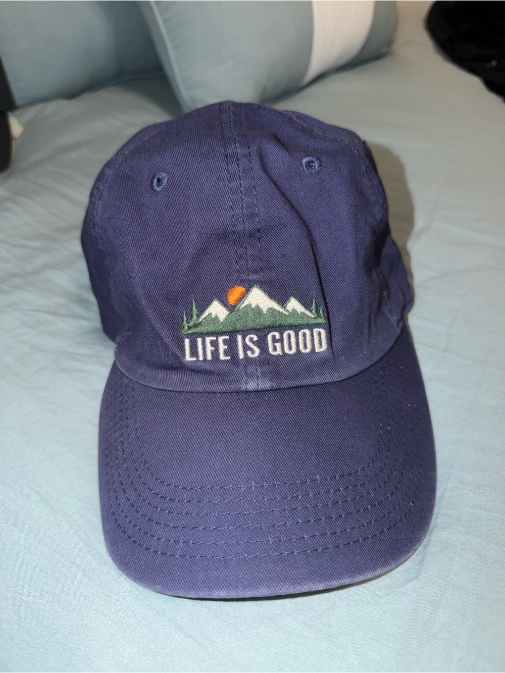 Life Is Good Navy Mountain Logo Baseball Hat